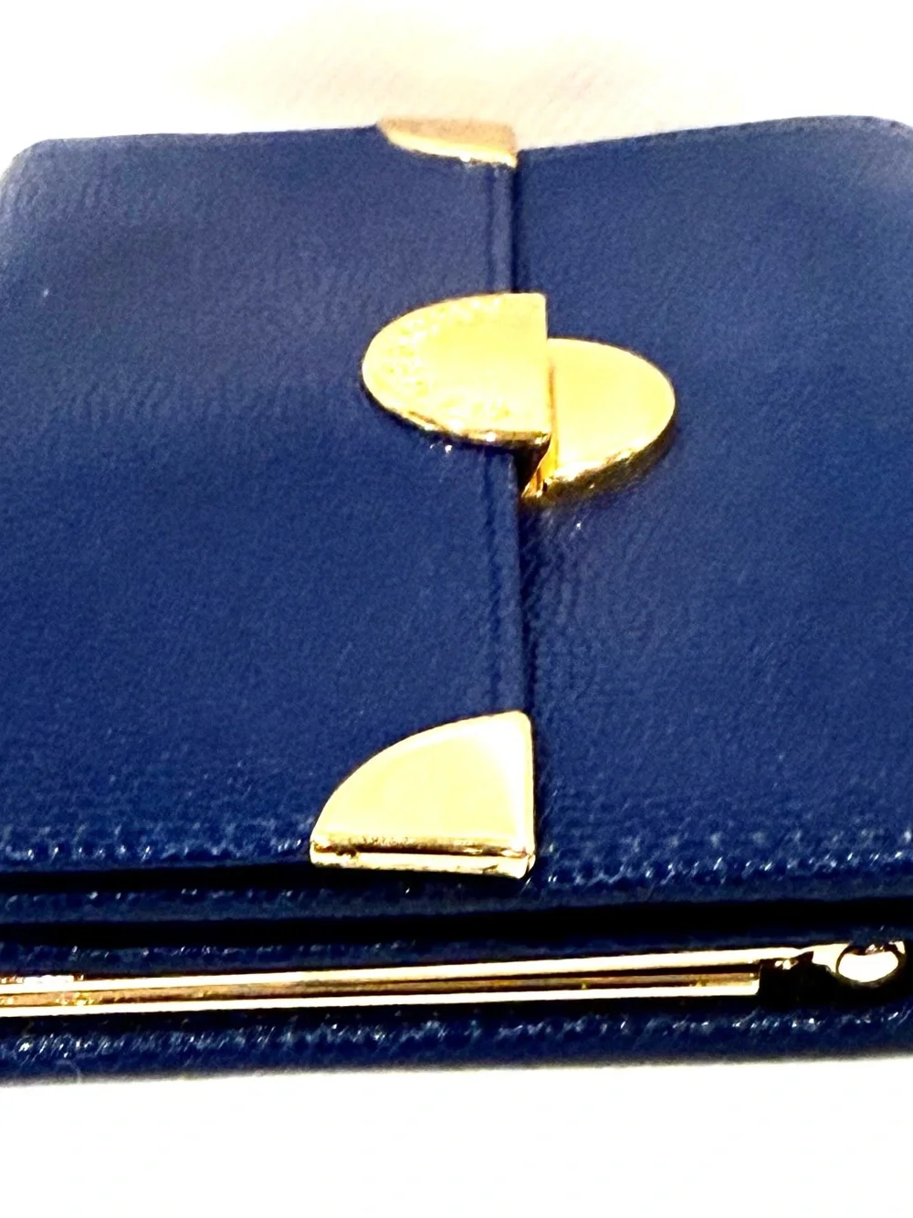 Vintage Givenchy Rare Royal Blue Textured Leather Compact Wallet w/ Kiss-Lock
